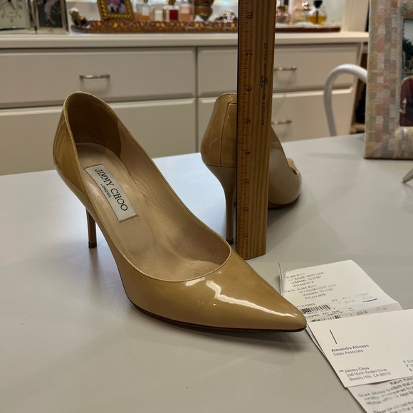 Jimmy Choo Cream Patent Leather Heels - Picture 3 of 6